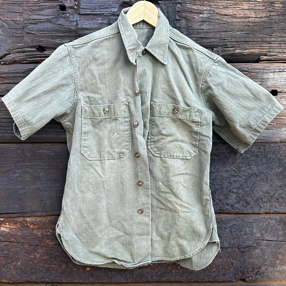 WWII fatigue shirt (converted to short sleeve) SMALL